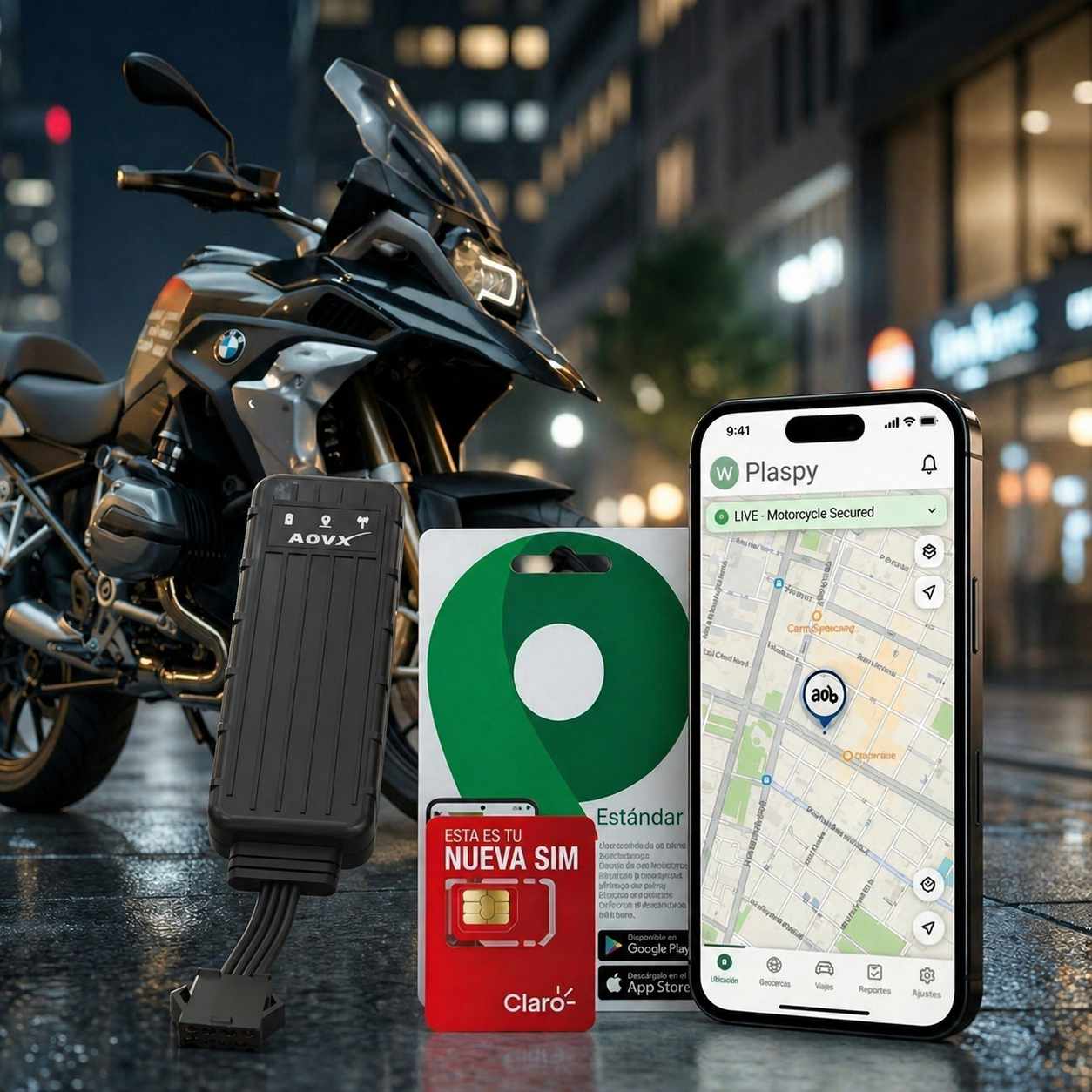 Rastreador GPS para moto AOVX VL100 Kit Plaspy Colombia